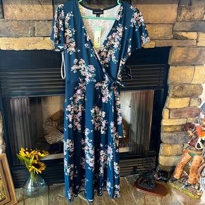 Irene Faux Wrap Brushed Knit Maxi Dress